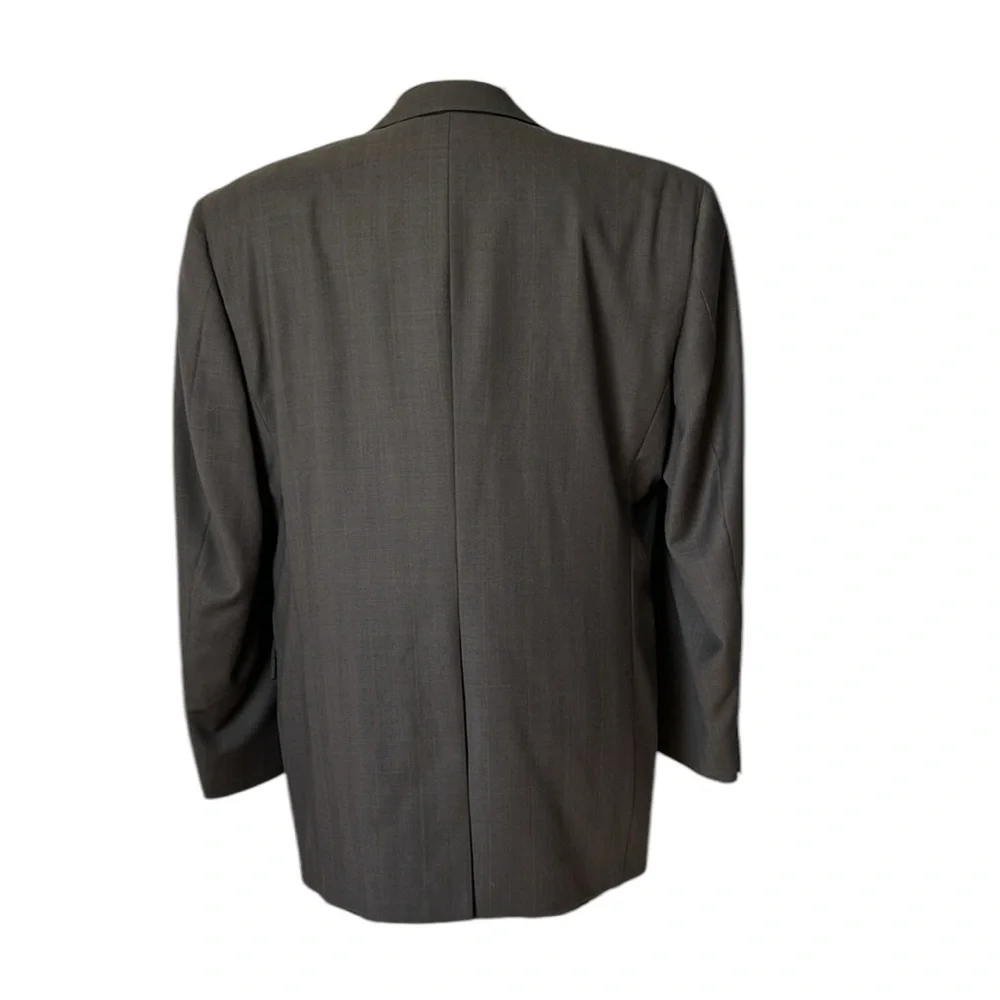 Burberry Brown Plaid Suit Coat Super 100’s Wool‎ Luxury Business Office XXL/48